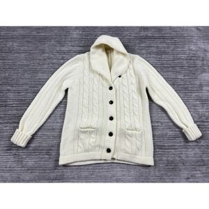 Vintage Setico Sweater Womens Large Yellow Cardigan Acrylic Taiwan Pockets